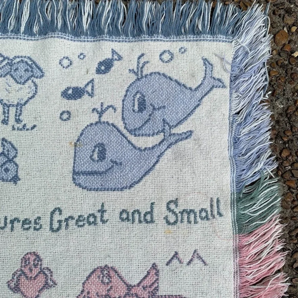 Vintage 1993 MWW All Things Bright and Beautiful Woven Tapestry Throw‎ Blanket